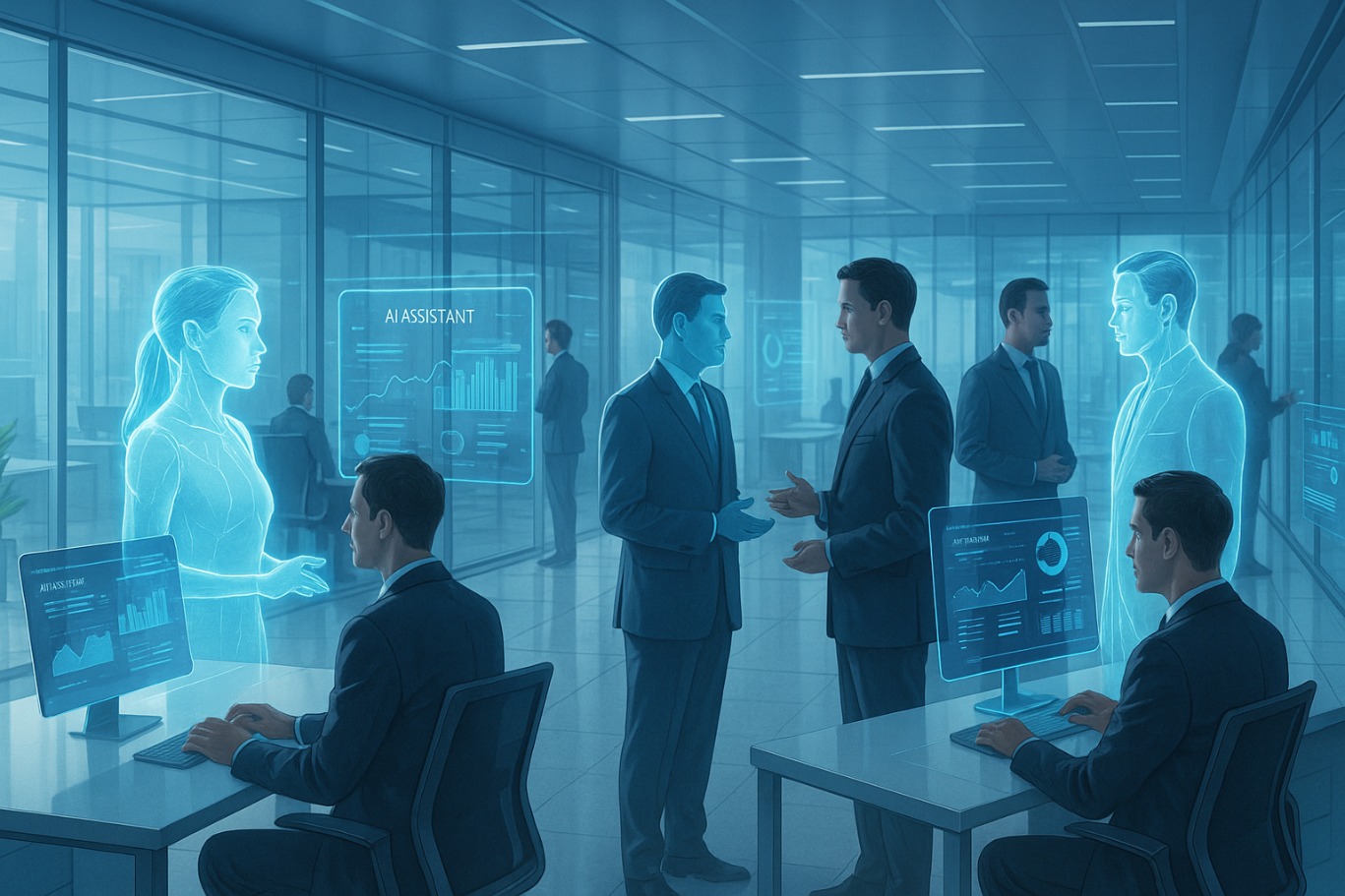 Mosolygó ügyfélszolgálatos chatbotot használ számítógépen – mesterséges intelligencia a mindennapokban